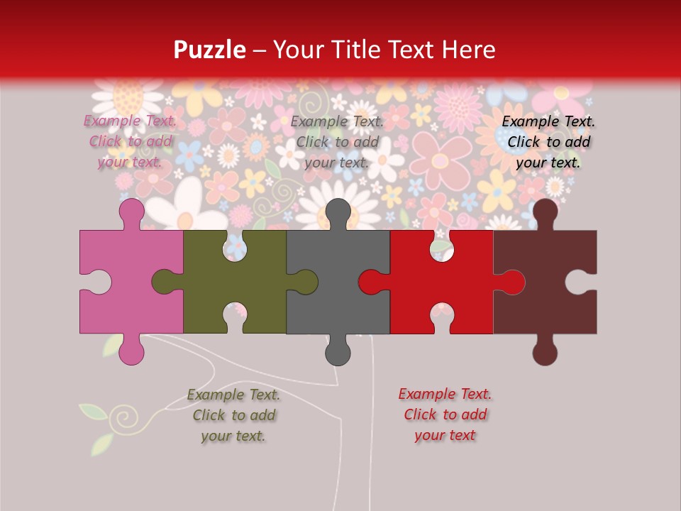 A Colorful Tree With Flowers On A Black And Red Background PowerPoint Template