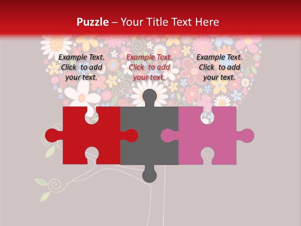 A Colorful Tree With Flowers On A Black And Red Background PowerPoint Template