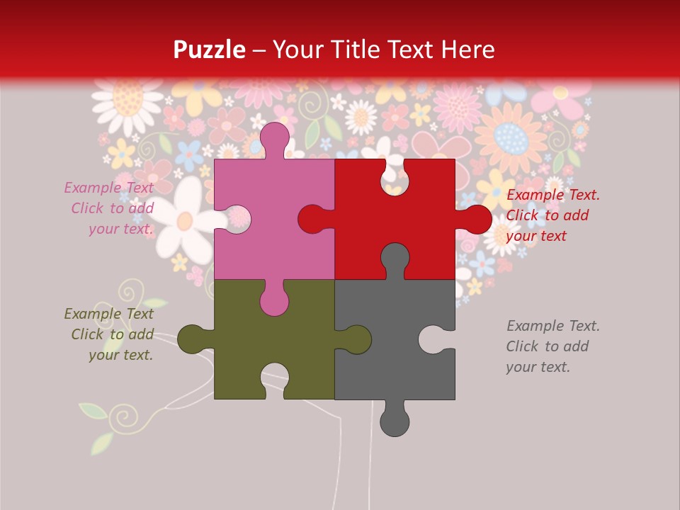 A Colorful Tree With Flowers On A Black And Red Background PowerPoint Template