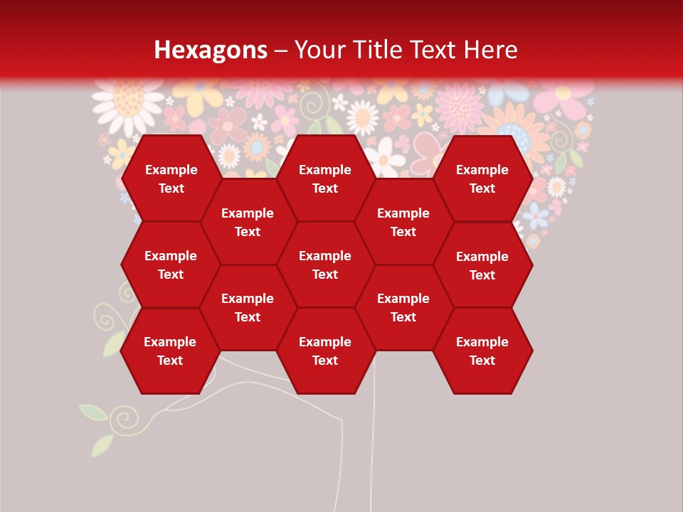 A Colorful Tree With Flowers On A Black And Red Background PowerPoint Template