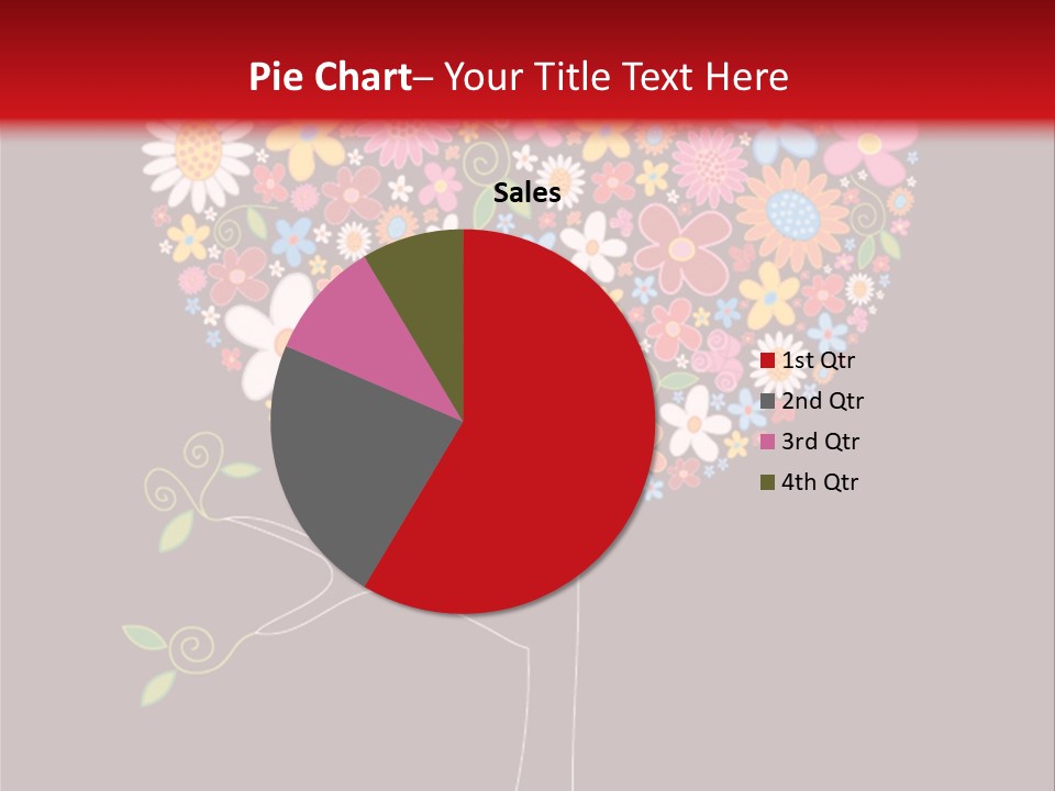 A Colorful Tree With Flowers On A Black And Red Background PowerPoint Template