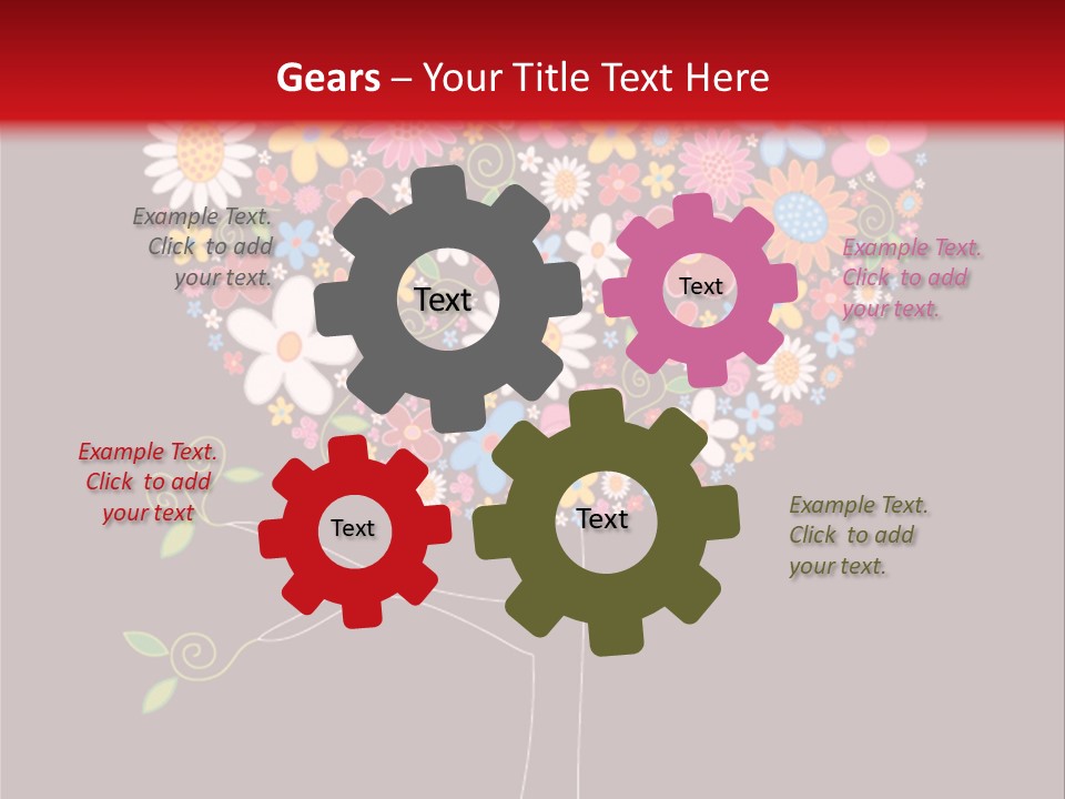 A Colorful Tree With Flowers On A Black And Red Background PowerPoint Template