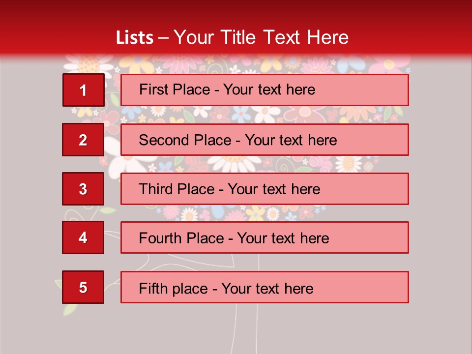 A Colorful Tree With Flowers On A Black And Red Background PowerPoint Template