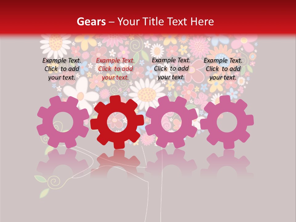 A Colorful Tree With Flowers On A Black And Red Background PowerPoint Template