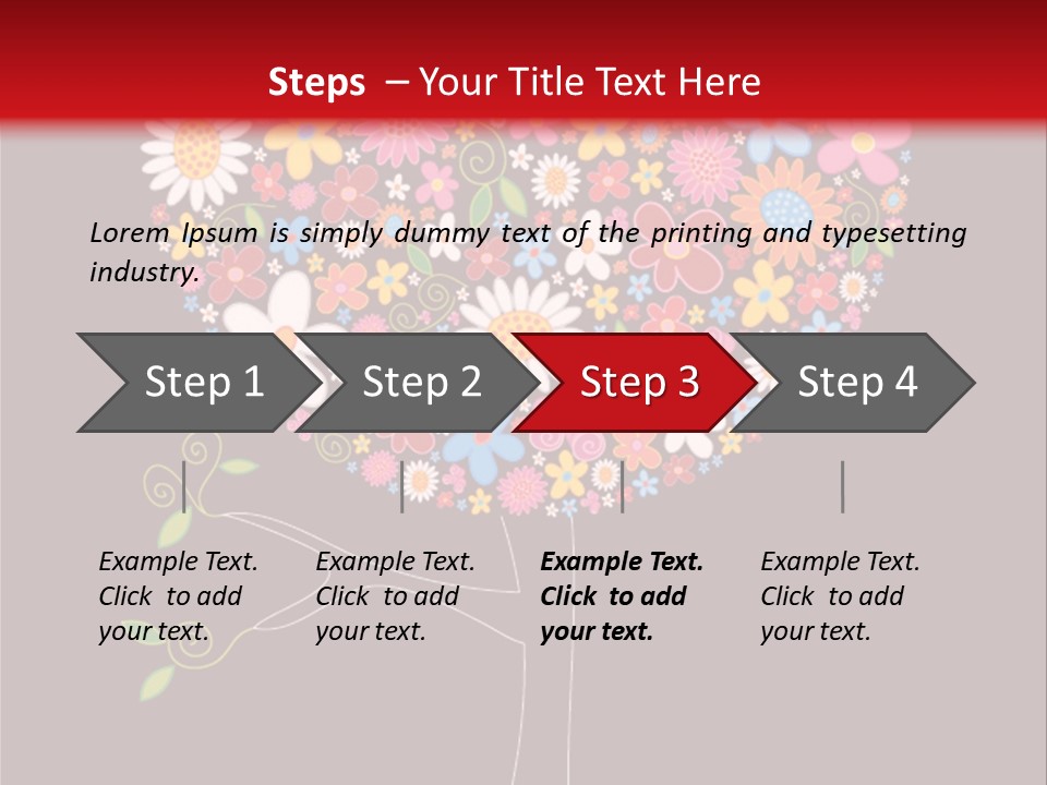 A Colorful Tree With Flowers On A Black And Red Background PowerPoint Template