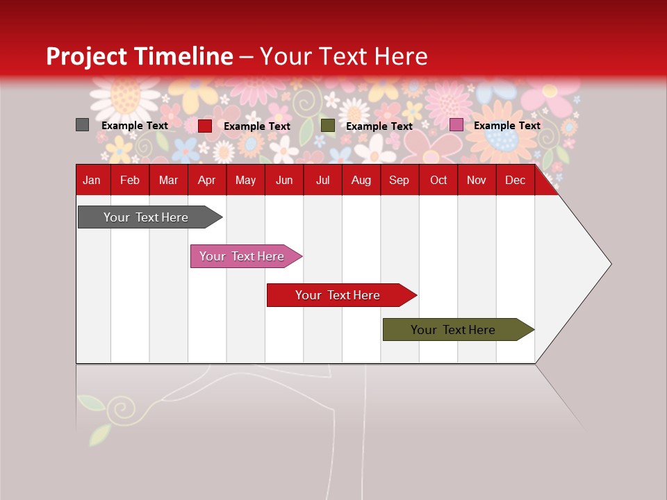 A Colorful Tree With Flowers On A Black And Red Background PowerPoint Template