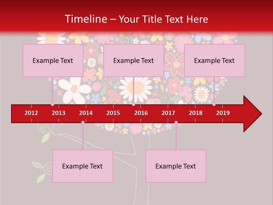 A Colorful Tree With Flowers On A Black And Red Background PowerPoint Template