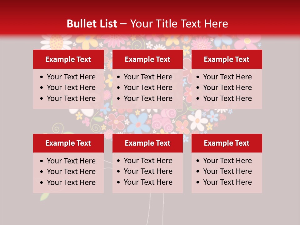 A Colorful Tree With Flowers On A Black And Red Background PowerPoint Template