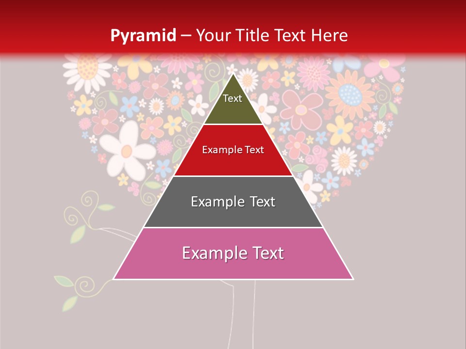 A Colorful Tree With Flowers On A Black And Red Background PowerPoint Template