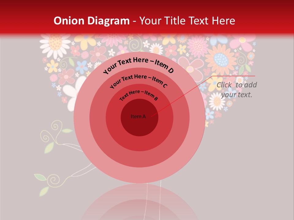 A Colorful Tree With Flowers On A Black And Red Background PowerPoint Template