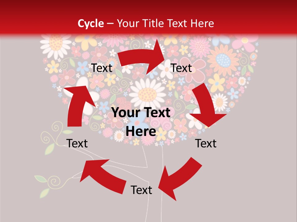 A Colorful Tree With Flowers On A Black And Red Background PowerPoint Template