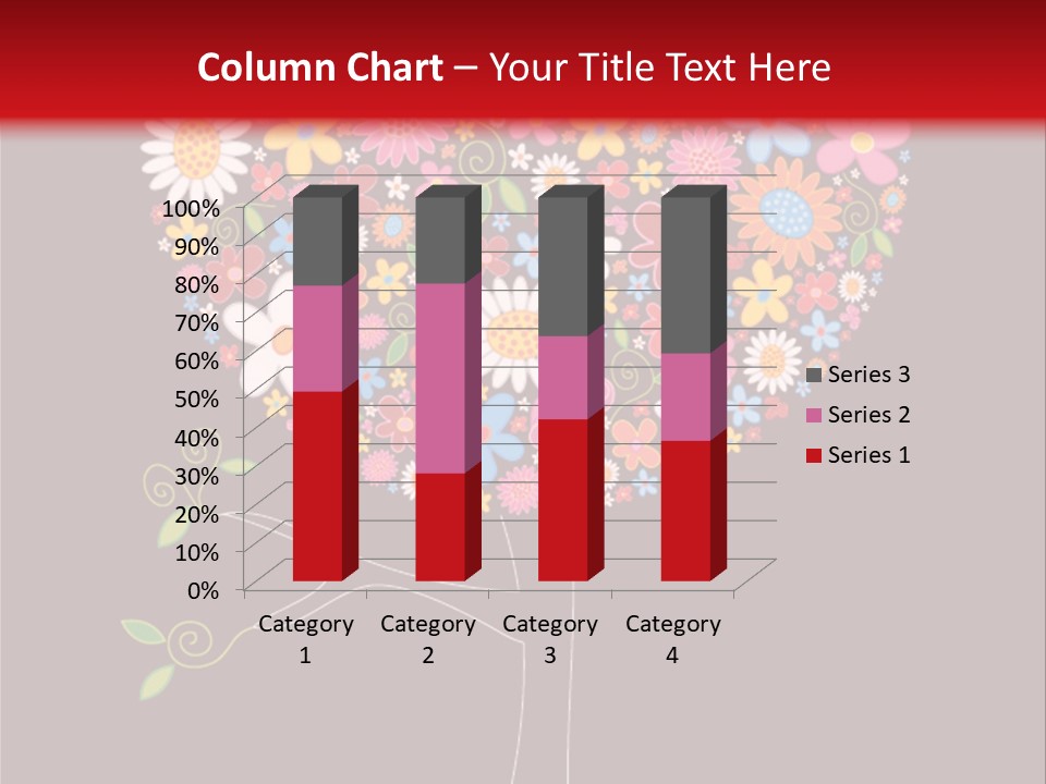 A Colorful Tree With Flowers On A Black And Red Background PowerPoint Template