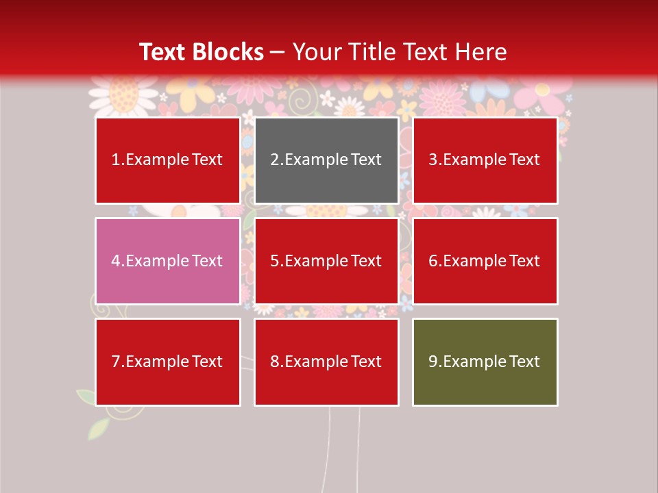 A Colorful Tree With Flowers On A Black And Red Background PowerPoint Template