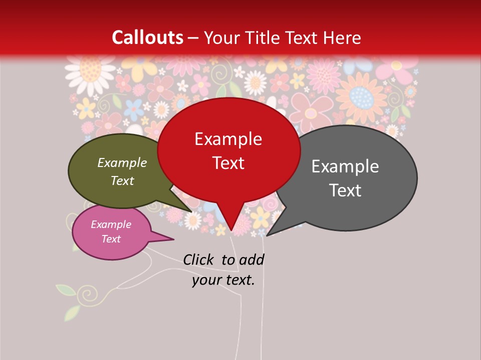 A Colorful Tree With Flowers On A Black And Red Background PowerPoint Template