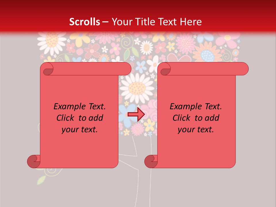 A Colorful Tree With Flowers On A Black And Red Background PowerPoint Template
