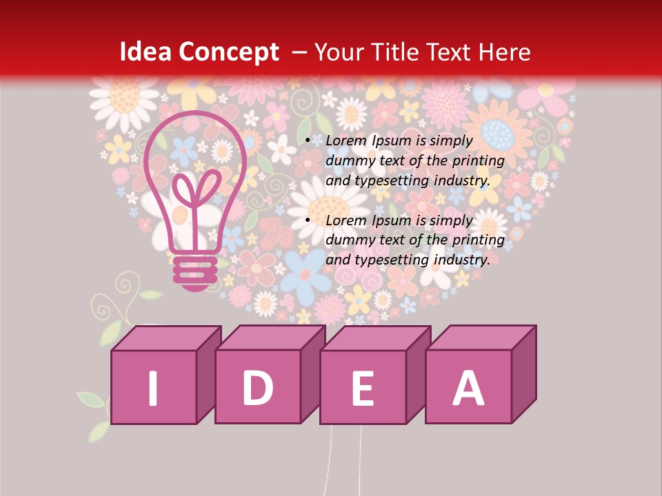 A Colorful Tree With Flowers On A Black And Red Background PowerPoint Template