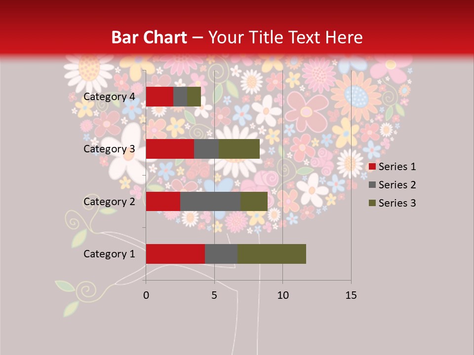 A Colorful Tree With Flowers On A Black And Red Background PowerPoint Template