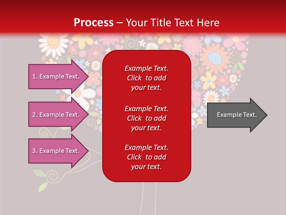 A Colorful Tree With Flowers On A Black And Red Background PowerPoint Template
