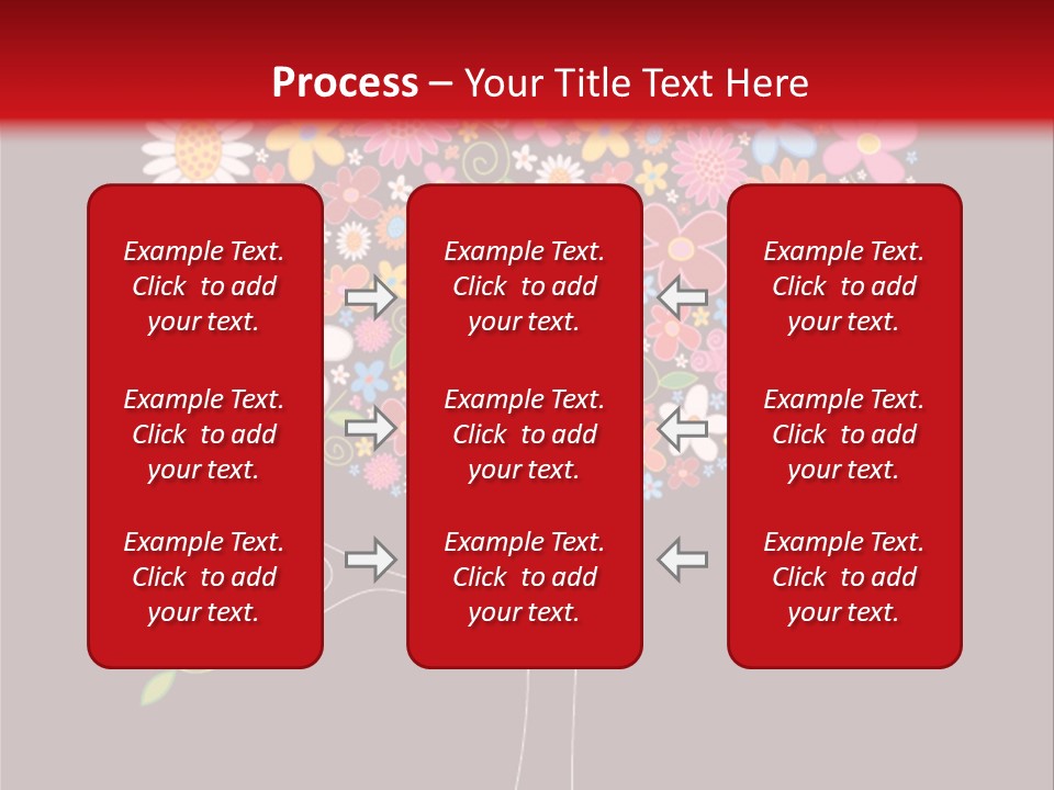 A Colorful Tree With Flowers On A Black And Red Background PowerPoint Template