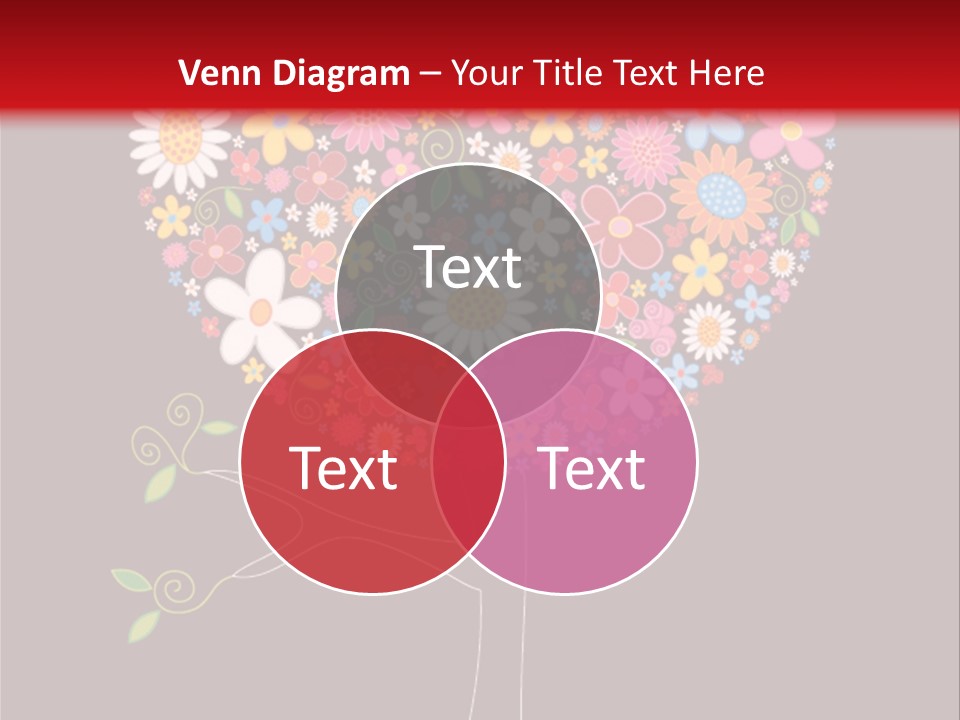 A Colorful Tree With Flowers On A Black And Red Background PowerPoint Template