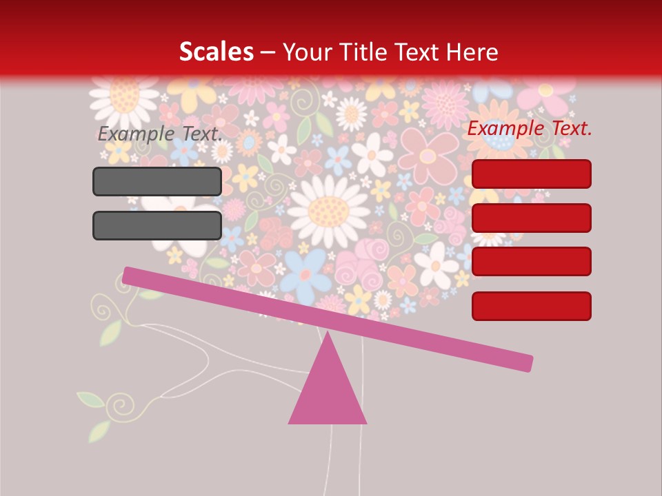 A Colorful Tree With Flowers On A Black And Red Background PowerPoint Template