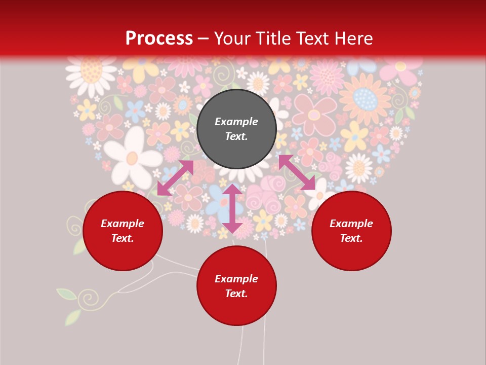 A Colorful Tree With Flowers On A Black And Red Background PowerPoint Template