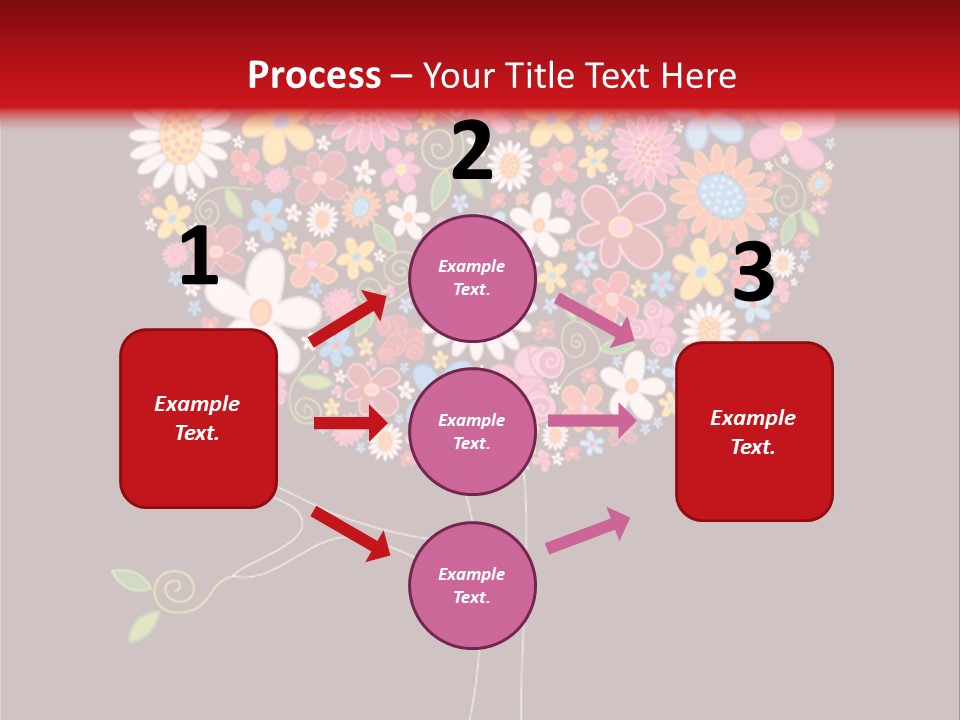 A Colorful Tree With Flowers On A Black And Red Background PowerPoint Template