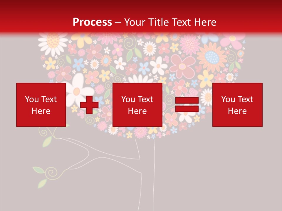 A Colorful Tree With Flowers On A Black And Red Background PowerPoint Template