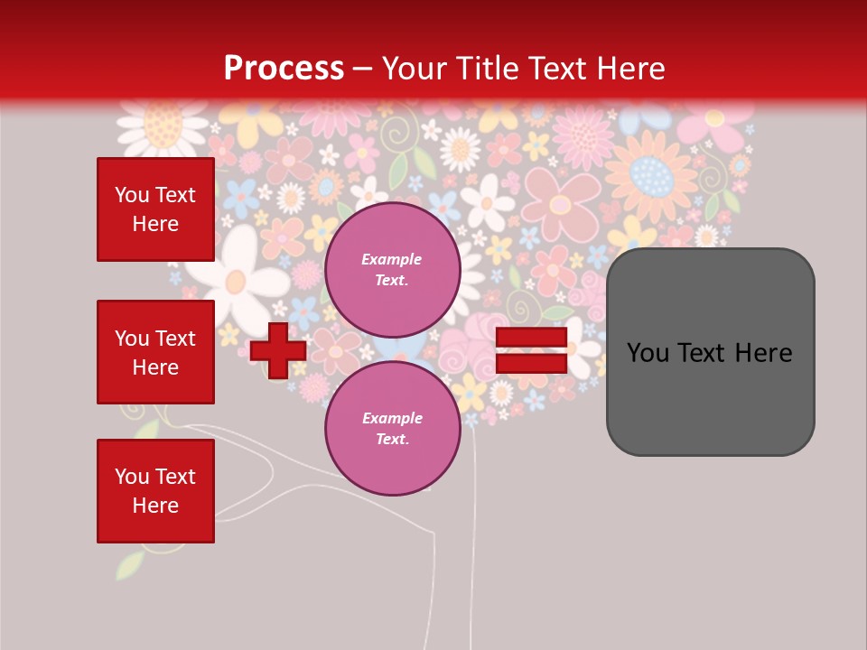A Colorful Tree With Flowers On A Black And Red Background PowerPoint Template