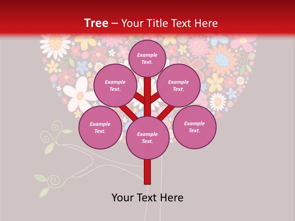A Colorful Tree With Flowers On A Black And Red Background PowerPoint Template
