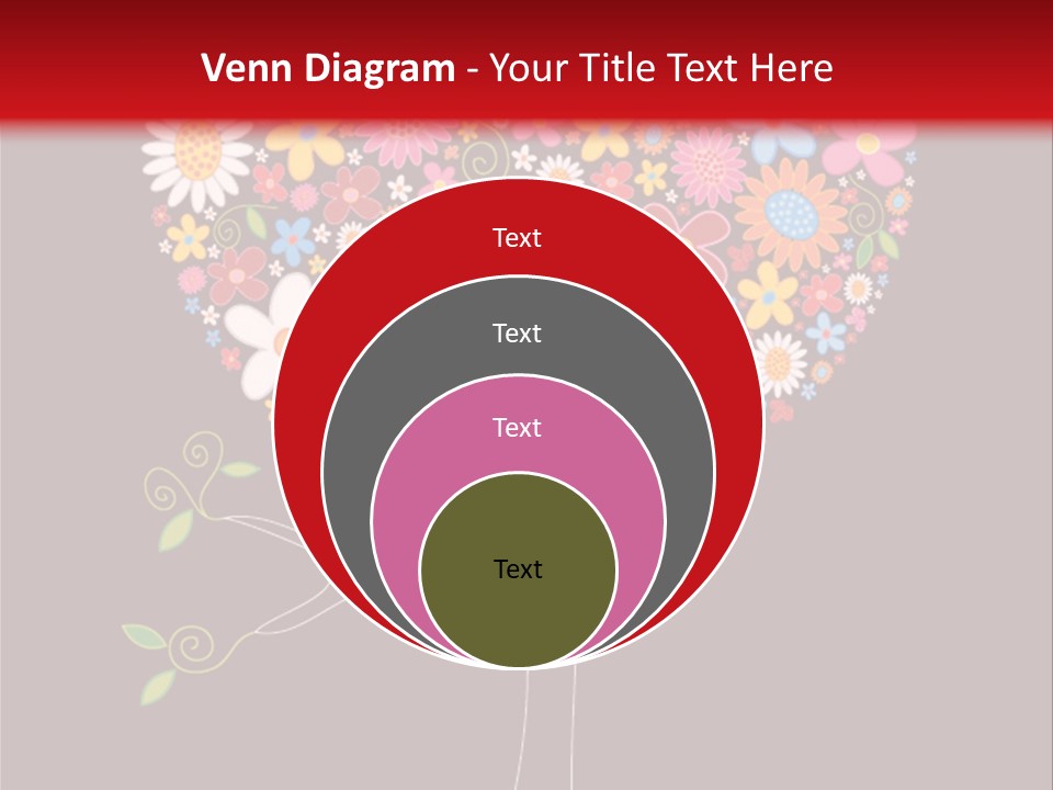 A Colorful Tree With Flowers On A Black And Red Background PowerPoint Template