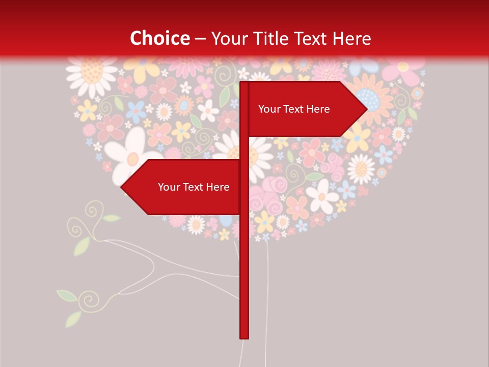 A Colorful Tree With Flowers On A Black And Red Background PowerPoint Template