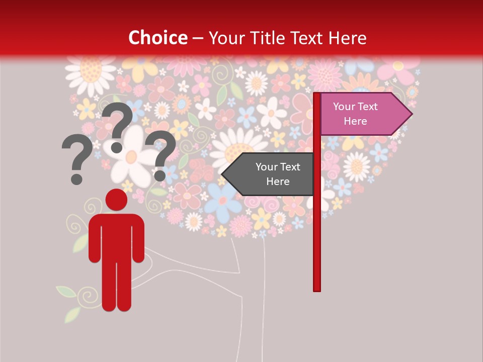 A Colorful Tree With Flowers On A Black And Red Background PowerPoint Template