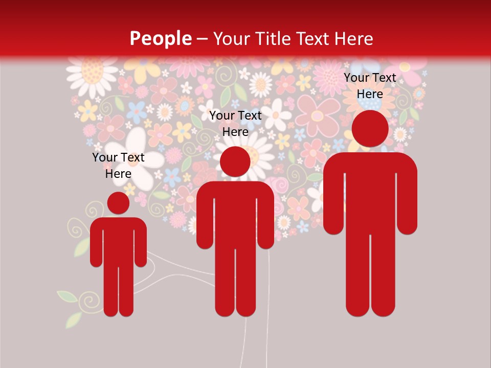 A Colorful Tree With Flowers On A Black And Red Background PowerPoint Template