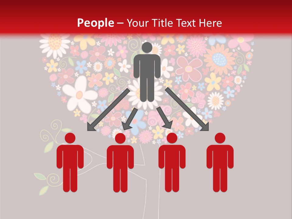 A Colorful Tree With Flowers On A Black And Red Background PowerPoint Template