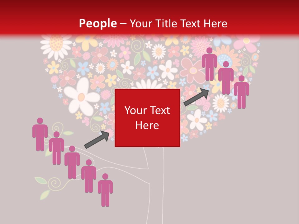 A Colorful Tree With Flowers On A Black And Red Background PowerPoint Template