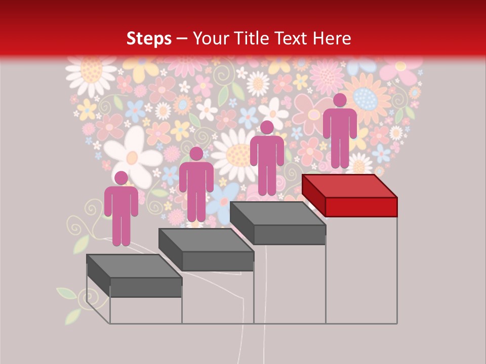 A Colorful Tree With Flowers On A Black And Red Background PowerPoint Template