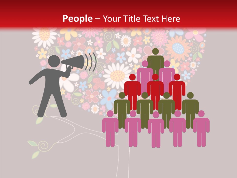 A Colorful Tree With Flowers On A Black And Red Background PowerPoint Template