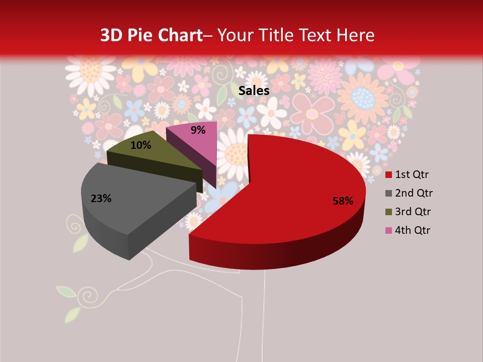 A Colorful Tree With Flowers On A Black And Red Background PowerPoint Template