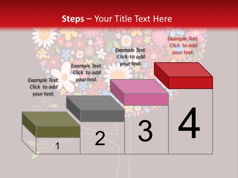 A Colorful Tree With Flowers On A Black And Red Background PowerPoint Template