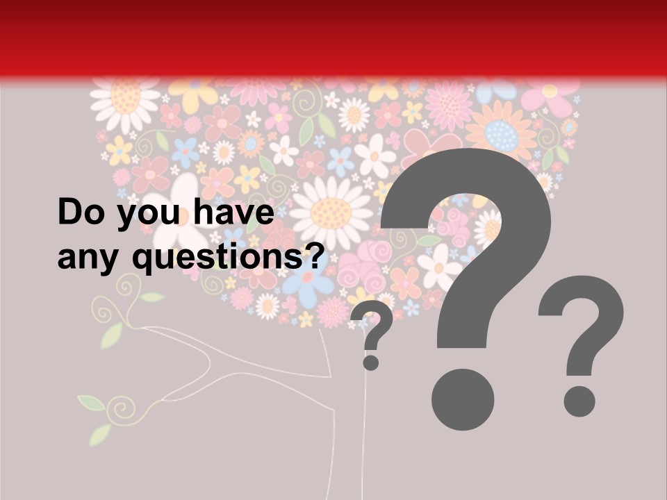 A Colorful Tree With Flowers On A Black And Red Background PowerPoint Template