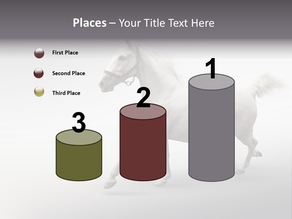 A White Horse Galloping On A Gray Background PowerPoint Template