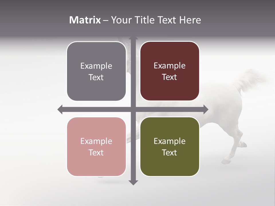 A White Horse Galloping On A Gray Background PowerPoint Template