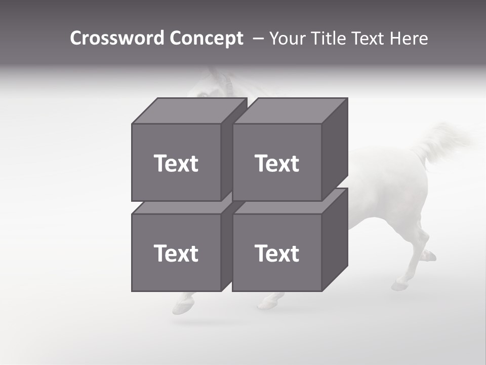 A White Horse Galloping On A Gray Background PowerPoint Template
