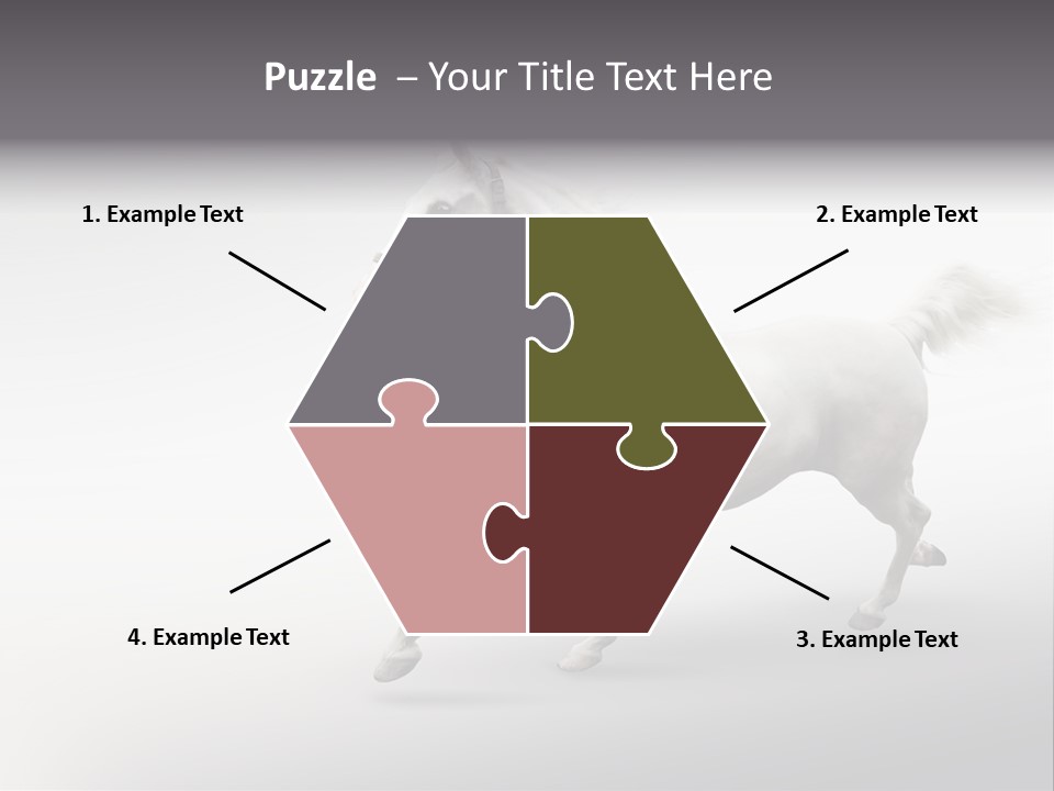 A White Horse Galloping On A Gray Background PowerPoint Template