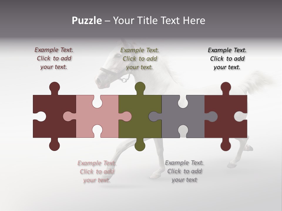 A White Horse Galloping On A Gray Background PowerPoint Template