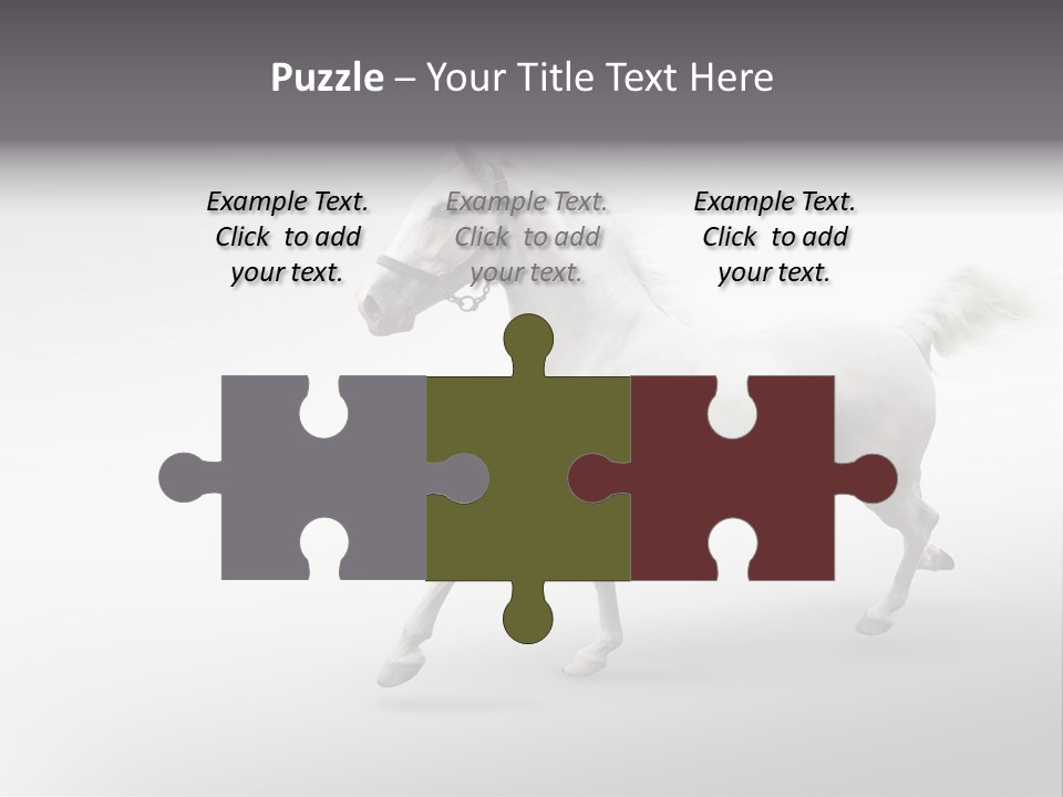 A White Horse Galloping On A Gray Background PowerPoint Template