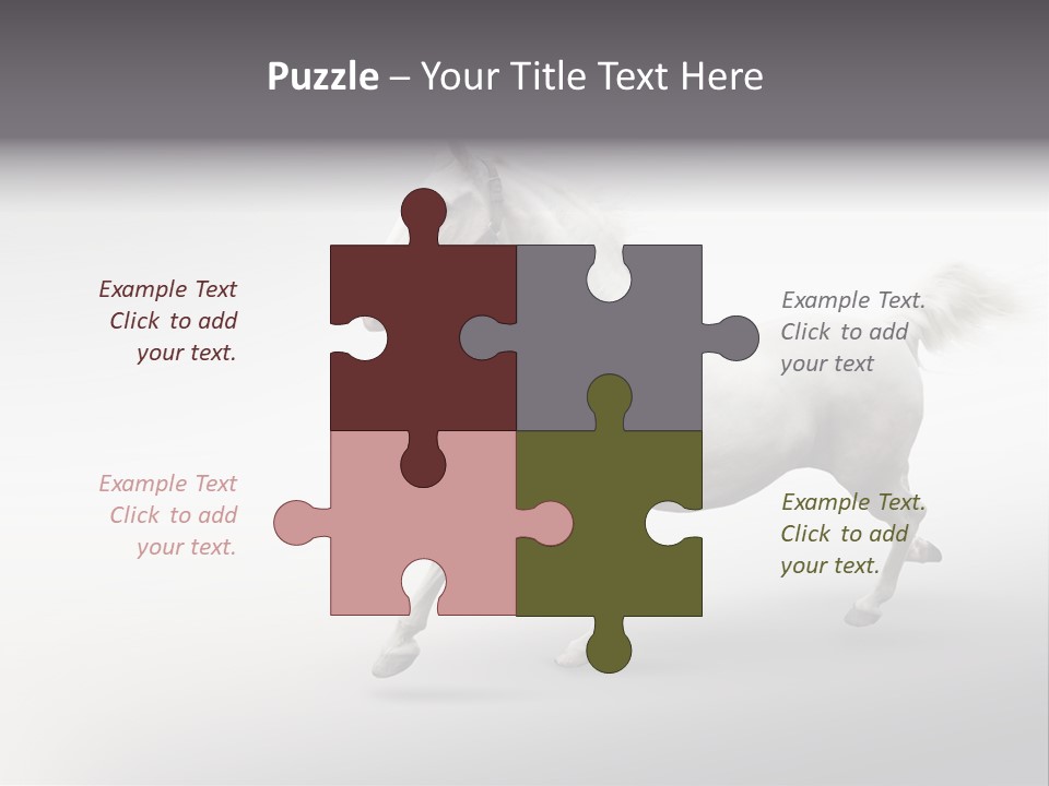 A White Horse Galloping On A Gray Background PowerPoint Template