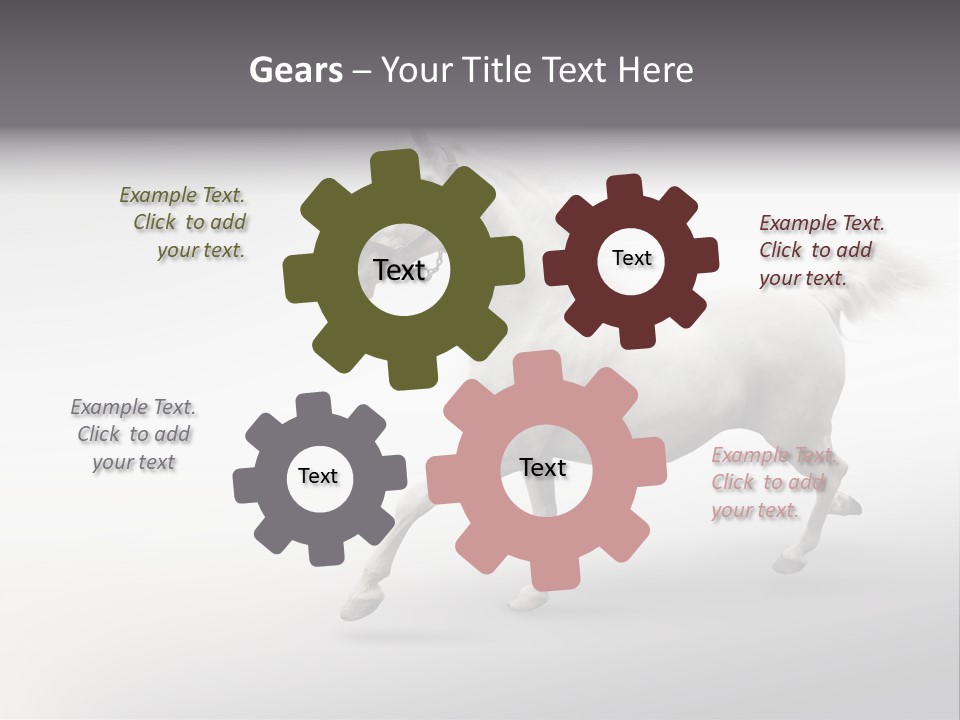 A White Horse Galloping On A Gray Background PowerPoint Template