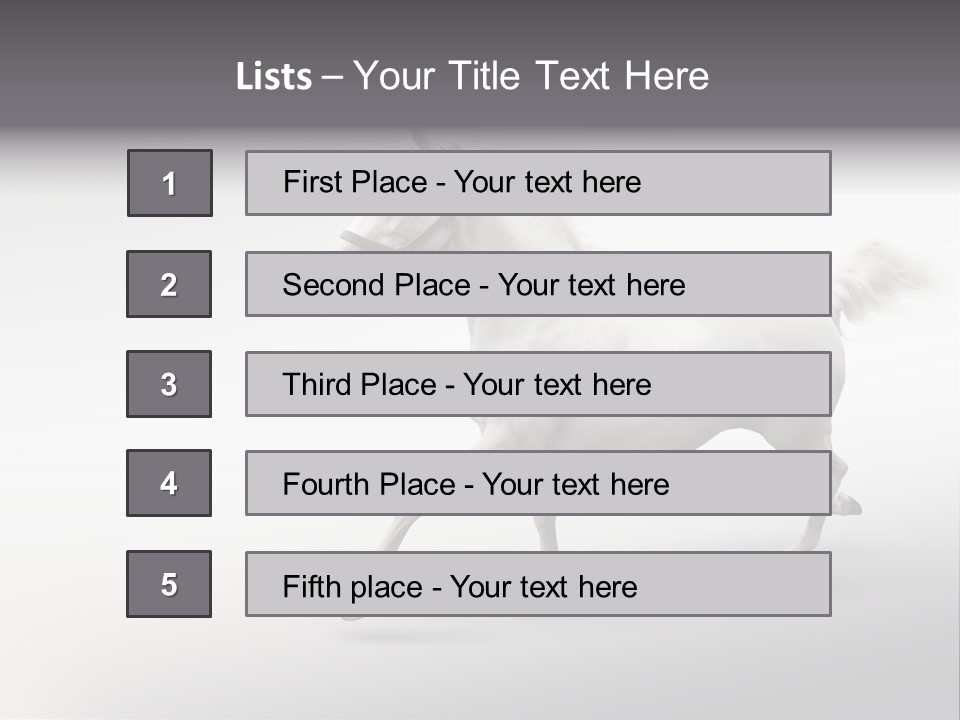A White Horse Galloping On A Gray Background PowerPoint Template